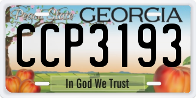 GA license plate CCP3193