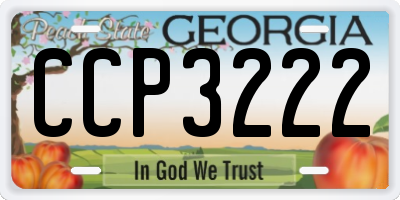 GA license plate CCP3222