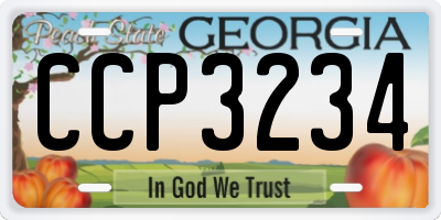 GA license plate CCP3234