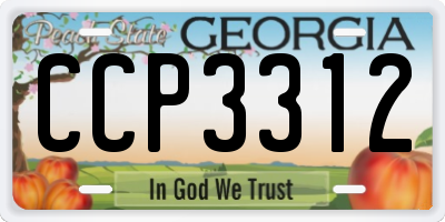 GA license plate CCP3312