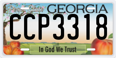 GA license plate CCP3318