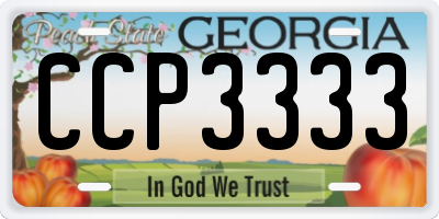 GA license plate CCP3333