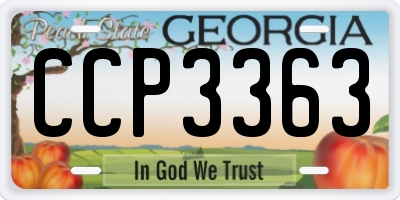 GA license plate CCP3363