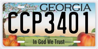 GA license plate CCP3401