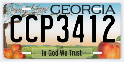 GA license plate CCP3412