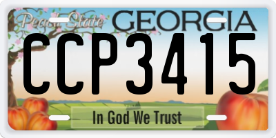 GA license plate CCP3415