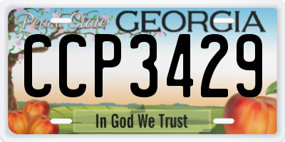 GA license plate CCP3429