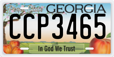 GA license plate CCP3465