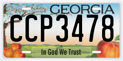 GA license plate CCP3478