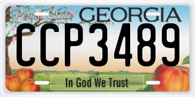 GA license plate CCP3489