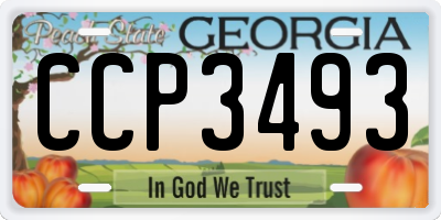 GA license plate CCP3493