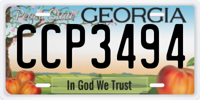 GA license plate CCP3494