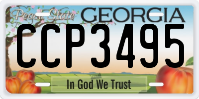 GA license plate CCP3495
