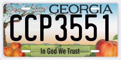 GA license plate CCP3551
