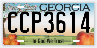 GA license plate CCP3614