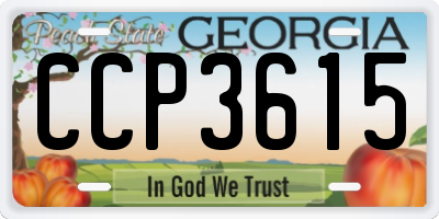 GA license plate CCP3615