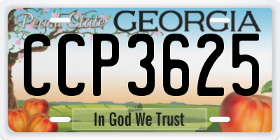 GA license plate CCP3625