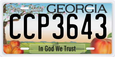 GA license plate CCP3643