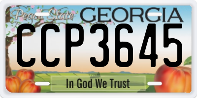 GA license plate CCP3645