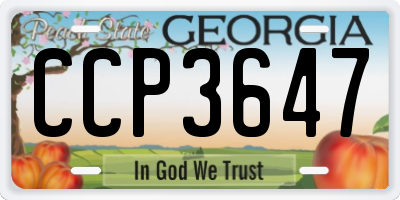GA license plate CCP3647