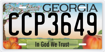 GA license plate CCP3649