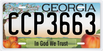 GA license plate CCP3663