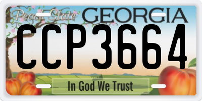 GA license plate CCP3664
