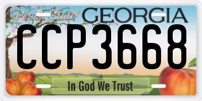 GA license plate CCP3668