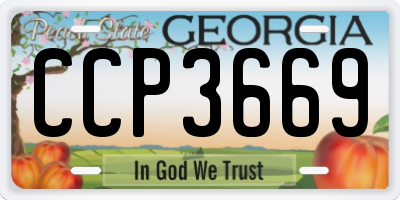 GA license plate CCP3669