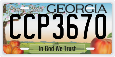 GA license plate CCP3670