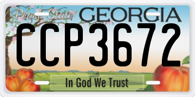 GA license plate CCP3672