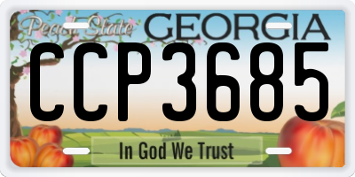 GA license plate CCP3685