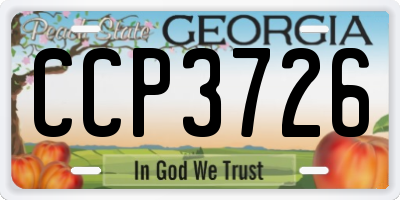 GA license plate CCP3726