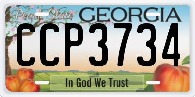 GA license plate CCP3734