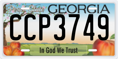 GA license plate CCP3749