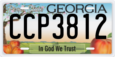 GA license plate CCP3812