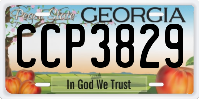 GA license plate CCP3829
