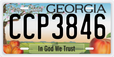 GA license plate CCP3846