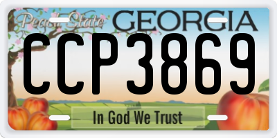 GA license plate CCP3869