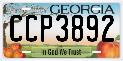 GA license plate CCP3892