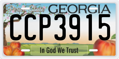 GA license plate CCP3915