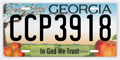 GA license plate CCP3918