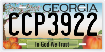 GA license plate CCP3922