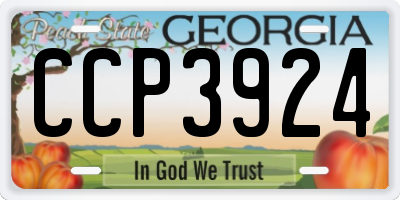 GA license plate CCP3924