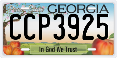 GA license plate CCP3925