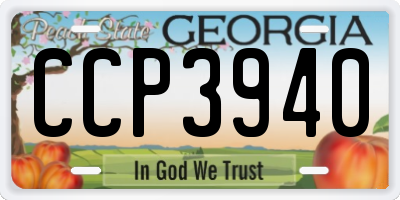 GA license plate CCP3940