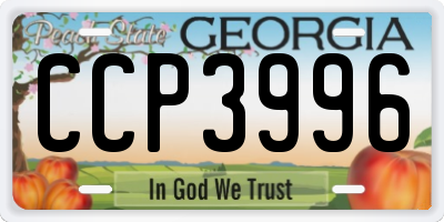GA license plate CCP3996