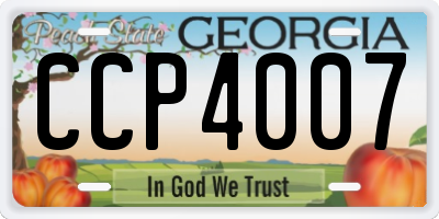 GA license plate CCP4007