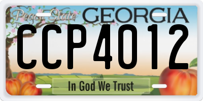 GA license plate CCP4012
