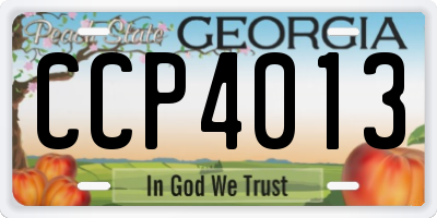 GA license plate CCP4013
